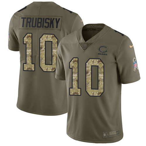 Nike Bears #10 Mitchell Trubisky Olive/Camo Men's Stitched NFL Limited Salute To Service Jersey